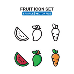 A collection of simple Fruits line and vector illustrations, a collection of solid vector icons.