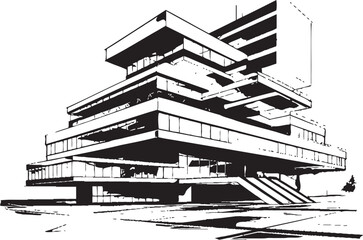 Metropolis Mastery Stylish Exterior Design Vector Icons Embellished in Bold Black City Noir Elegance Sleek Black Icons Depict the Urban Charm of Modern Architectural Design