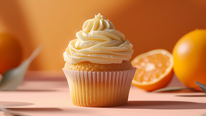 A citrus burst of creamy sweetness atop a golden-baked muffin, this delectable cupcake is the perfect indoor treat for any dessert lover