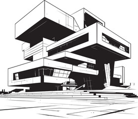 Metropolitan Matrix Vector Logo for Modern Building Architecture in Stylish Black Elevated Elegance Black Icon Depicting the Sophistication of Modern Exterior Design