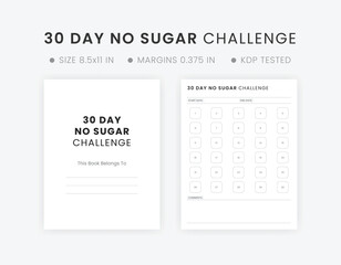 30-Day No Sugar Challenge Printable Template Healthy Habit Tracker Goal Planner