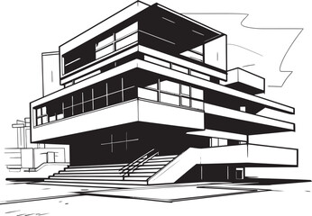 Urban Zenith Sleek Black Icon Depicting the Pinnacle of Modern Building Design Chromatic Contours Exterior Design Emblem Illustrating Modern Architecture in Black