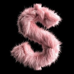 Fototapeta premium Rose Fur Dollar Sign isolated on Black Background. Photorealistic Buck Sign on Black backdrop. Square Illustration. Ai Generated Finance and Currency 3D Symbol.