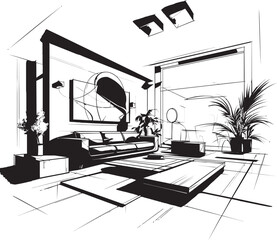 Interior Minimalism Unveiled Iconic Black Logo Designs Capture the Essence of Modern Living Monochromatic Comfort Vector Icons in Bold Black Define the Contemporary Style of House Interiors