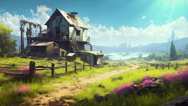 Animated Vtuber Background of an Abandoned House