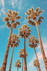 palm trees and blue sky, palm trees under blue sky,  generative ai