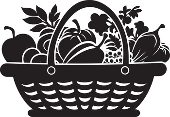 Nourishing Fusion Elegance Iconic Black Emblems Showcase the Fusion of Nutritional Delights in a Fruit Basket Flavorful Wellness Icons Chic Black Logo Designs Capture the Flavorful Nutritional Goodne - obrazy, fototapety, plakaty