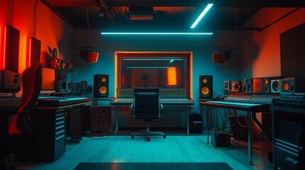 Sound studio scene. Generative AI.