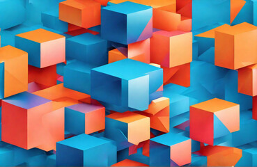 abstract background made of cubes, Isometric 3D cubes vector abstract geometric background. Abstract geometric shapes with holographic gradient texture, crystal rainbow objects, graphic elements  
