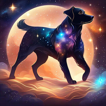 dog made of stars  nebulae  black