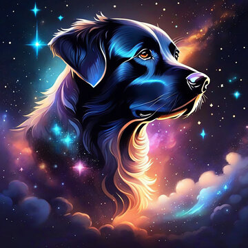 dog made of stars  nebulae  black