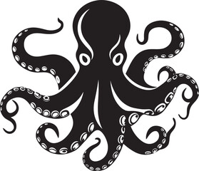 Inkwell Intricacies A 90 Word Vector Tale Unveiling Black Iconic Octopus Logos Design Sculpted Silhouettes 90 Words of Black Vector Octopus Logos Design Mastery