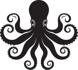 Ephemeral Elegance Black Octopus Logos Vector Design in 90 Words of Underwater Majesty Inkwell Intricacies A 90 Word Vector Tale Unveiling Black Iconic Octopus Logos Design