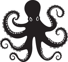 Infinite Inkwell Black Iconic Octopus Logos 90 Word Vector Design Unraveling Brilliance Cerulean Canvas A 90 Word Vector Tale of Black Octopus Logos Underwater Design