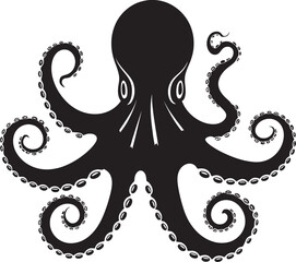 Tidal Elegance 90 Words Illustrating the Black Vector Octopus Logos Design Symphony Infinite Inkwell Black Iconic Octopus Logos 90 Word Vector Design Unraveling Brilliance