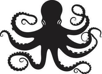 Tidal Elegance Black Iconic Octopus Logos 90 Word Vector Design Symphony Infinite Inkwell A 90 Word Vector Tale of Black Octopus Logos Design Brilliance