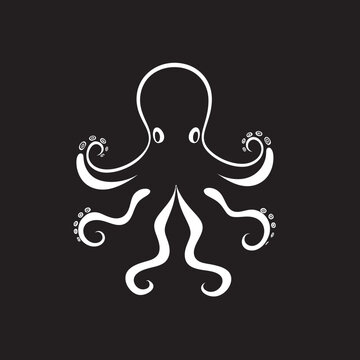 Sculpted Silhouette A 90 Word Black Vector Octopus Logo Design Odyssey Inky Elegance A 90 Word Vector Chronicle of Black Octopus Logo Icon Design