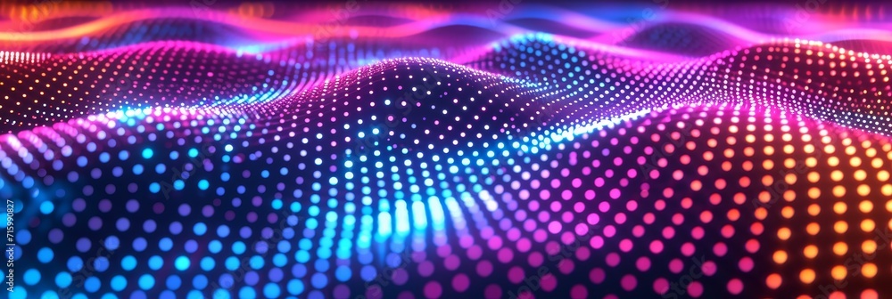 Poster An abstract pattern featuring a vibrant combination of rainbow dots and lines.