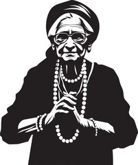 Ageless Beauty Timeless Black and White Lady Icon Vintage Wisdom Black and White Logo for Elderly Women