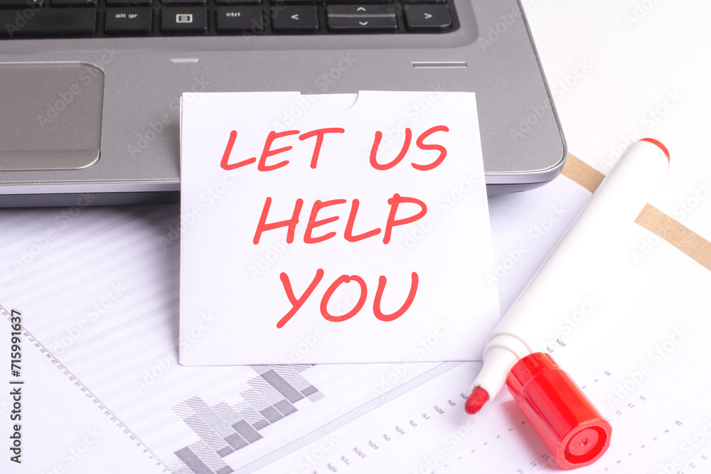Poster the concept showcases a close-up photograph of a white sheet with the inscription 'let us help you' 