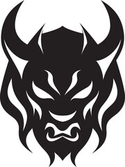 Japanese Demon Icon Stylish Oni Head in Black Oni Emblem Noir Black Vector Design for a Trendsetting Look
