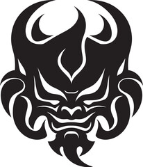Oni Mask Vector Elegant Black Icon for Modern Design Brooding Oni Profile Shadowy Black Vector Art