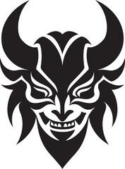 Sleek Oni Head Elegant Black Logo Design with Japanese Influence Chic Oni Vector Dark Icon for a Contemporary Brand Identity