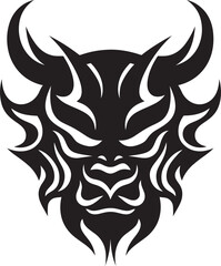 Elegant Oni Mask Sleek Black Icon with Contemporary Flair Mysterious Oni Head Intricate Vector Illustration in Noir