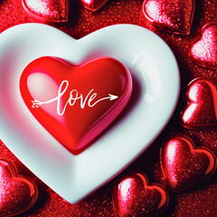 Heart on a red background, valentines day