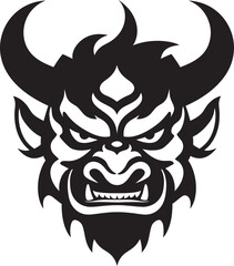 Mystical Oni Noir Sleek Vector Art with a Mysterious Twist Eerie Oni Head Dark Icon Design for a Captivating Logo