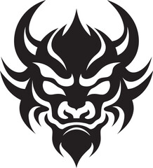 Noir Oni Graphic Stylish Black Emblem with Japanese Flair Chic Oni Silhouette Elegant Vector Illustration in Noir