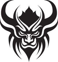 Japanese Demon Icon Oni Mask in Elegant Black Mysterious Oni Symbol Contemporary Black Vector Art