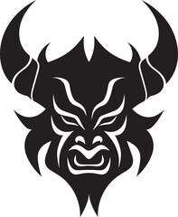 Mystical Oni Face Sleek Vector Art for a Captivating Logo Eerie Oni Silhouette Noir Inspired Icon Design for a Modern Look
