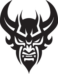 Noir Oni Logo Elegant Black Icon for a Striking Brand Image Intricate Oni Symbol Dark Vector Design with a Mysterious Twist