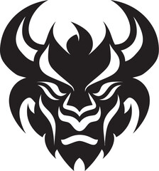 Mysterious Oni Symbol Contemporary Black Vector Art Oni Head Logo Chic Black Design with a Japanese Flair