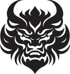 Contemporary Oni Vector Chic Black Emblem for a Unique Identity Dark Oni Graphic Sleek Vector Art with Japanese Influence