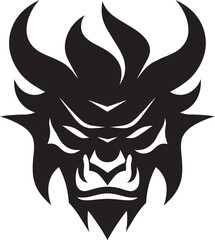 Dark Oni Graphic Sleek Vector Art with Japanese Influence Noir Oni Silhouette Stylish Black Icon for a Captivating Logo