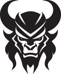 Oni Head Emblem Chic Black Icon for Contemporary Branding Eerie Oni Mask Illustration Modern Black Logo