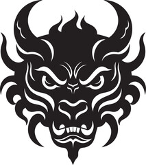 Dark Oni Mask Logo Vector Art with a Menacing Twist Japanese Demon Symbol Sleek Oni Head in Black