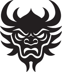 Oni Head Silhouette Stylish Black Logo Design Sinister Oni Icon Dark Vector Illustration