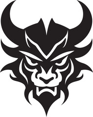 Mysterious Oni Mask Design Stylish Black Icon Oni Head Vector Art Contemporary Black Logo
