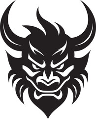 Sinister Oni Profile Elegant Black Vector Illustration Dark Oni Mask Logo Modern Black Icon Design