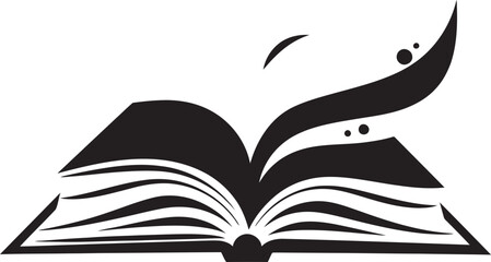 Reading Elegance Intricate Black Logo with Vector Art Opened Book Icon Sleek Vector Illustration for a Striking Brand