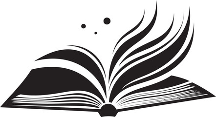 Pages of Wisdom Stylish Black Icon with Open Book Illustration Open Book Elegance Minimalistic Vector Logo in Noir Black