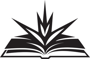 Opened Book Graphic Modern Vector Illustration in Noir Noir Knowledge Icon Stylish Black Emblem with Open Book