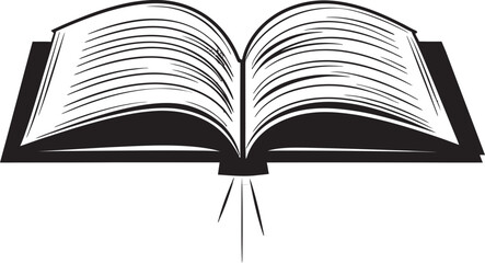 Opened Book Elegance Modern Vector Logo in Noir Black Reading Pages Unveiled Stylish Black Icon with Vector Book Design