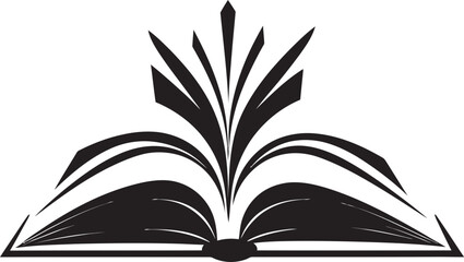 Noir Book Logo Stylish Black Vector Illustration with Open Book Reading Experience Emblem Elegant Black Icon with Open Book Design