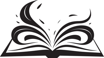 Modern Literary Unveiling Intricate Noir Logo with Vector Book Pages of Wisdom Dark Icon Illustration for a Captivating Logo
