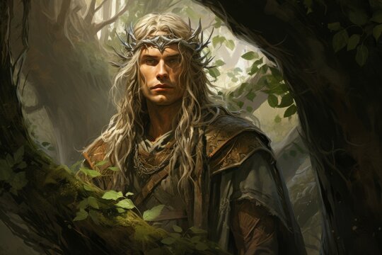Wise elven druid - Generative AI