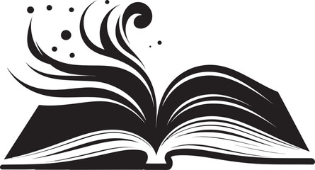Pages of Insight Unveiled Stylish Black Icon with Elegant Book Design Noir Book Graphic Modern Vector Logo for a Captivating Brand Image